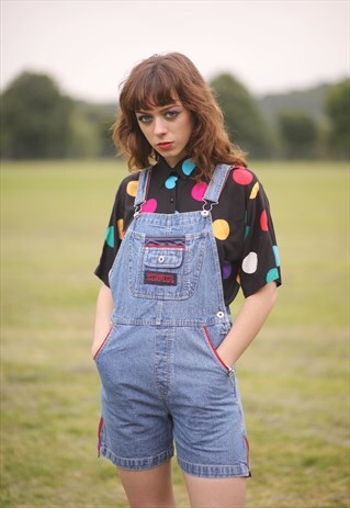 VINTAGE 90'S Y2K DENIM DUNGAREE SHORTS