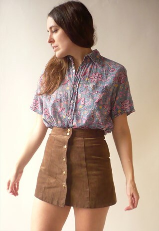 1990'S VINTAGE INDIAN COTTON WOODBLOCK PRINTED SHIRT TOP
