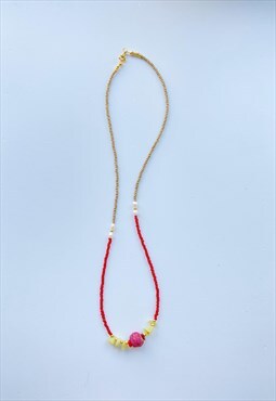 Beaded Necklace With Wooden Charm