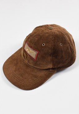Vintage 90s Reebok Embroidered Corduroy Cap in Brown