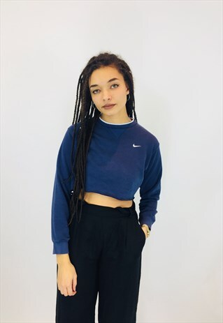 NIKE CROPPED EMBROIDERED SWOOSH SWEATSHIRT