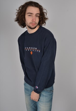 VINTAGE CHAMPION UNIVERSITY SWEATSHIRT IN NAVY BLUE