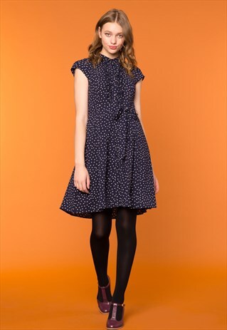 NAVY BUTTON UP DRESS