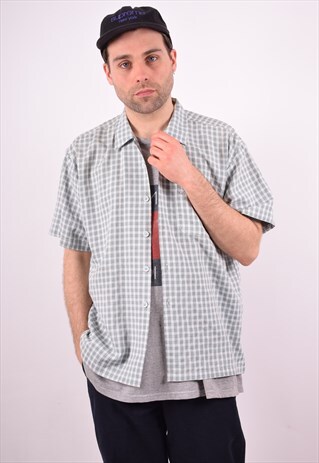 VANS MENS VINTAGE SHIRT XL GREEN CHECK 90S