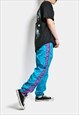 VINTAGE 90S JOGGERS SKY BLUE PURPLE MENS SPORT TROUSERS 