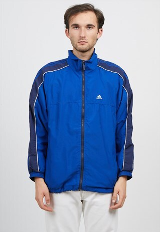 VINTAGE BLUE ADIDAS ZIP TRACK JACKET
