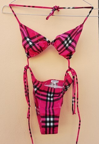 pink burberry bikini