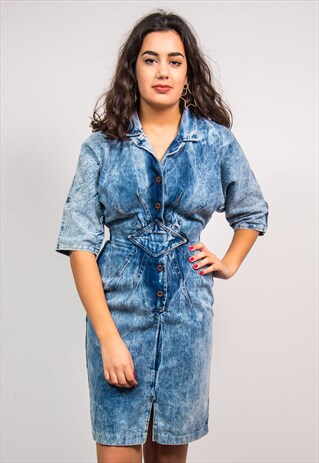 VINTAGE 80'S ACID WASH DENIM DRESS