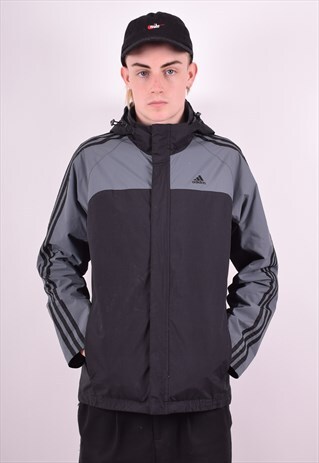 ADIDAS MENS VINTAGE JACKET SMALL BLACK 90'S