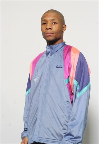 VINTAGE DIADORA LOGO TRACK TOP JACKET PURPLE