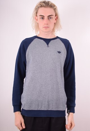 ADIDAS MENS VINTAGE SWEATSHIRT JUMPER MEDIUM BLUE 90S