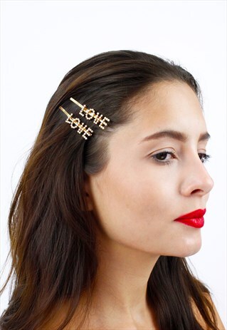 GOLD PEARL LOVE HAIR CLIP PIN