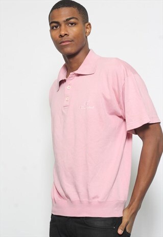 VINTAGE CHAMPION LOGO POLO SHIRT PINK