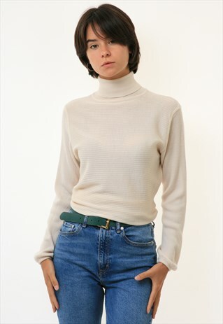 MERINO WOOL WOOLMARK TURTLENECK OLDSCHOOL KNIT SWEATER