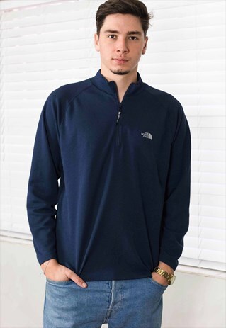 VINTAGE THE NORTH FACE 1/4 ZIP FRONT JUMPER LOGO 90S L 10.1