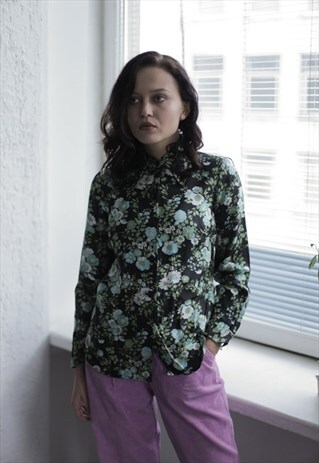 VINTAGE 70'S MULTI COLOUR FLOWER PATTERNED SHIRT