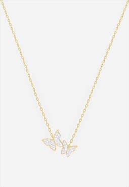 Gold Necklace With Two Butterflies - Jewellery Gift