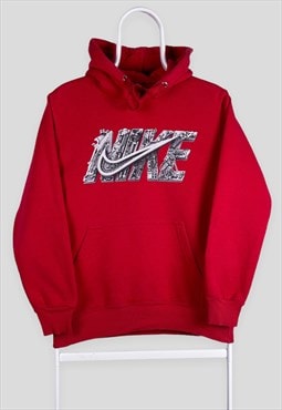 Vintage Nike Red Hoodie Spell Out Centre Swoosh Small
