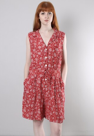VINTAGE 90S FLORAL PATTERNED BUTTON CULOTTE PLAYSUIT