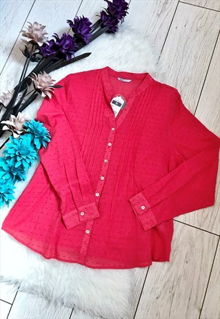 RED SEMI-SHEER BLOUSE