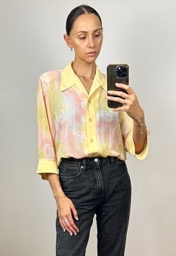 Vintage Floral Semi-Sheer Blouse