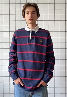 Vintage POLO RALPH LAUREN Rugby Shirt Striped Pullover 90s 