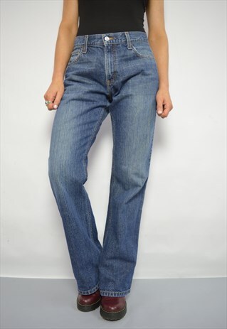 VINTAGE 90S LEVI'S BLUE WASH MID RISE BOOTCUT DENIM JEANS