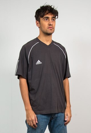 VINTAGE ADIDAS T-SHIRT 90'S RETRO V-NECK
