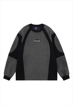 Utility sweatshirt velvet feel jumper grunge gorpcore top 