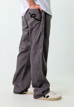 Charcoal Grey 90s Rocawear Denim Hip Hop Jeans Baggy Pants