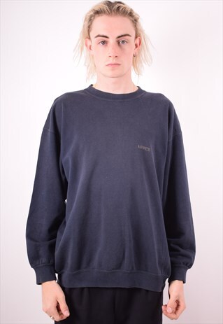 LEVI'S MENS VINTAGE SWEATSHIRT JUMPER XL NAVY BLUE 90S