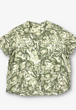 Vintage cactus patterned hawaiian shirt green xl BV19639