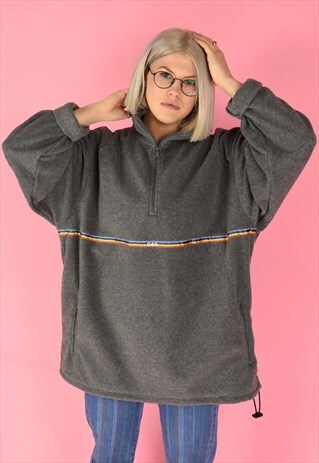 G&G UNISEX SMOKE 1/4 ZIP RAINBOW RIBBON FLEECE