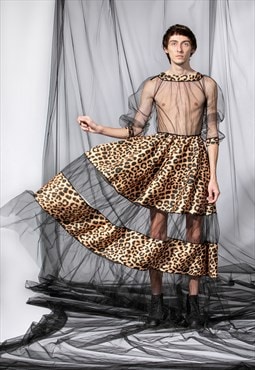 Leopard Neoprene Dress for Men, Futuristic Clothing For Men