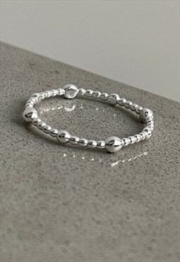 Silver Stackable Bead Ring Band 925 Simple Jewellery