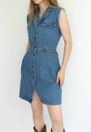 VINTAGE DENIM SLEEVELESS MIDI DRESS