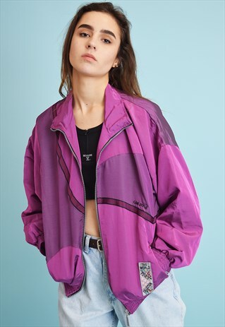VINTAGE 80'S RETRO ATHLEISURE BOMBER SHIMMER SPORTS JACKET