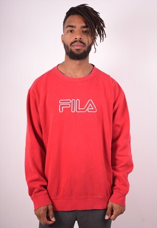 FILA MENS VINTAGE SWEATSHIRT JUMPER XXL RED 90S