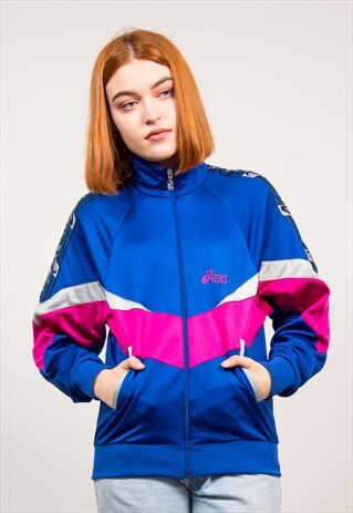 VINTAGE 90'S BRIGHT ASICS COLOURFUL TRACKSUIT JACKET
