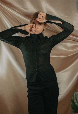 PLEATED BLACK SHIRT