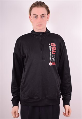 CHAMPION MENS VINTAGE SWEATSHIRT JUMPER LARGE BLACK 90S