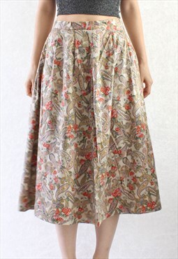 Vintage High Waisted Cotton Skirt Boho S B209
