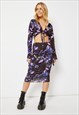 SKINNYDIP LONDON LONG SLEEVE WRAP CROP TOP IN PURPLE