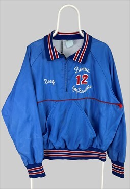 Vintage 1/4 Zip College Jacket in Blue