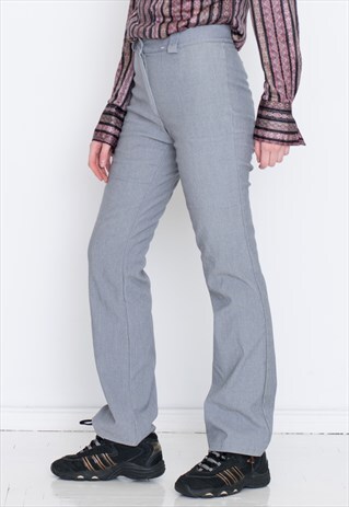 VINTAGE GREY HIGH WAIST RETRO TROUSERS