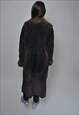 VINTAGE LEATHER TOPCOAT, FAUX FUR COLLAR LEATHER FALL COAT 