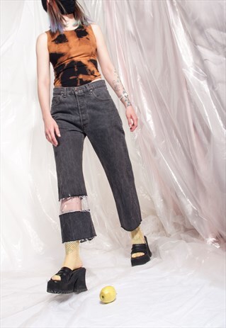 VINTAGE LEVI'S JEANS REWORKED SEE-THROUGH PVC DENIM PANTS