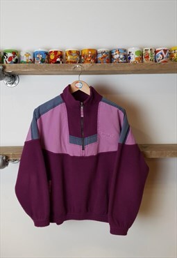 Vintage patterned fleece 90s pink purple 1/4 zip