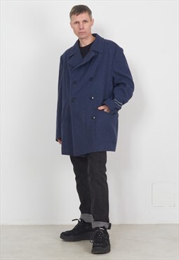 Vintage Blue Wool Coat Jacket