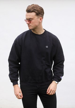 CHAMPION USA MINIMALIST JET BLACK SWEATSHIRT